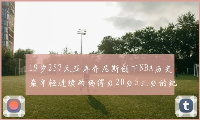 19岁257天亚库乔尼斯创下NBA历史最年轻连续两场得分20分5三分的纪录